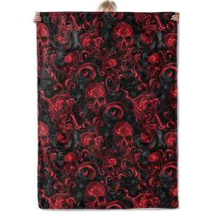 Red Skull Gothic Throw Blanket Gifts for Women, Soft Fuzzy Warm Cozy Flannel Blankets for Bedroom, Travel, Couch, Home Decor 50x60 in