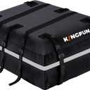 Kingfun Car Rooftop Cargo Carrier Waterproof 20 Cubic Feet Car Roof Bag Fit All Vehicles with/Without Roof Racks, Includes Anti-Slip Mat, 8 Reinforced Straps & 6 Door Hooks, Luggage LocksBlack