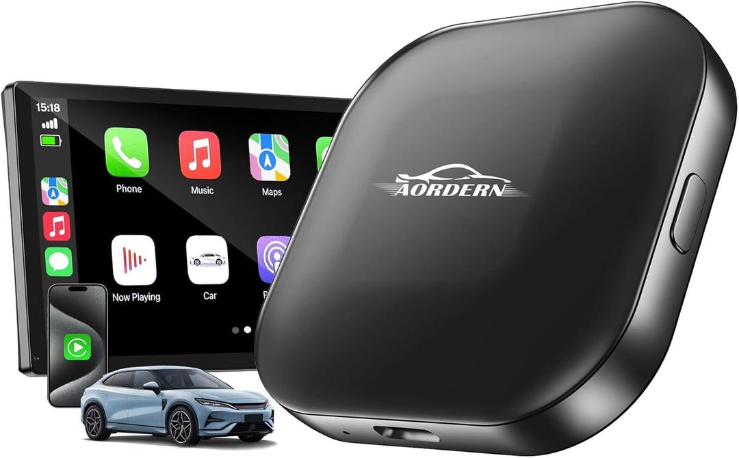 Wireless CarPlay Adapter for iPhone - Auto Converts Wired to Wireless, USB C Compatible, Plug & Play, Online Update, Fits Cars from 2015 and iPhone 10+