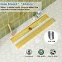 Neodrain 24-Inch Brushed Brass Linear Shower Drain with Removable Quadrato Pattern Grate, 304 Stainless Steel Gold Rectangle Shower Floor Drain, Bathroom Linear Drain & Hair Strainer, CUPC Certified