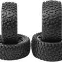 OD 88mm/3.46"12mm Hex Wheel Rims Rubber Tires with Sponge Replacement for 1/10 RC Off-Road Buggy Car,Black