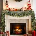 9FT Artificial Cedar Christmas Garland with 120 LED Lights - Real Touch Winter Pine Garland, Green Artificial Greenery Garland for Table, Mantle, Wall, Indoor, Outdoor Christmas Decorations