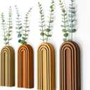 4 Pack Boho Wood Hanging Planters - Indoor Wall Decor Plant Holders for Modern Farmhouse Living Room Bedroom Rainbow Decor (Mixed Colors)