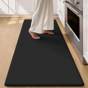 Color&Geometry Anti Fatigue Cushion Kitchen Mat for Floor -24"x59",Wide,Easy Clean, Water & Oil Proof, Anti Slip, Foam Rubber Runner Rug for Front Sink Comfort Standing,Black