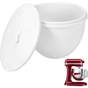 Silicone Bowl Liners for KitchenAid 7Qt Stand Mixers, Mixing Bowl Inserts with Lids, Replacement Mixer Accessories (White, 7QT)