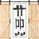 EaseLife 8 FT Double Sliding Barn Door Track and Handle Hardware Kit,Basic J Pulley,Slide Smoothly Quietly,Easy Install (8FT Track Kit for 20"~24" Wide Double Door)