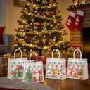 Harloon 24 Pcs Christmas Clear Plastic Gift Bags with Handle, PVC Goodie Candy Treat Bags Reusable Tote Bag for Xmas Winter Party Favor Gifts Supplies, 9.84"x 9.84"x 3.54"(Candy Cane)