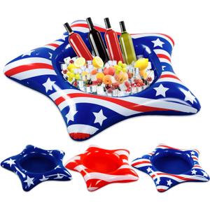 3 Pcs Patriotic Inflatable Cooler 4th of July Inflatable Buffet Cooler Inflatable Ice Serving Bar Food Drink Containers for Independence Day Swimming Pool Party Indoor Outdoor BBQ Picnic