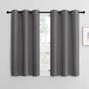 NICETOWN Grey Blackout Curtain Panels for Bedroom, 2 Panels, W29 x L30-inch, Thermal Insulated Grommet Top Blackout Draperies and Drapes for Basement