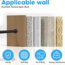 1Pack Black Tension Curtain Rods 31 to 76 Inch Small Curtain Rods No Drilling Short Tension Rod Adjustable Spring Curtain Rod for Windows Door Closet Pressure Rod
