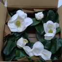 20" Artificial Wreath for Front Door Pink Magnolia Wreath Greenery for Easter Spring Housewarming Wedding Farmhouse Mantel Door Decoration