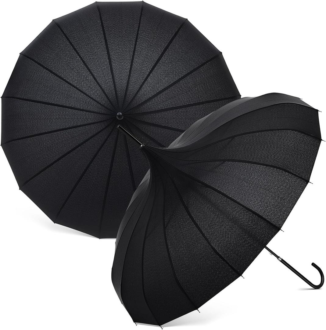 Queekay 2 Pcs Gothic Pagoda Umbrella 36" Large Retro Parasol for Rain or Sun, Wedding Umbrella, Vampire & Gothic Lover Gifts