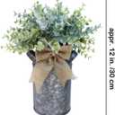 Winlyn Set of 1 Farmhouse Faux Eucalyptus Arrangement Centerpiece Rustic Galvanized Metal Milk Can Vase Artificial Eucalyptus Bushes Greenery Plants for Wedding Kitchen Home Indoor Table Shelf Décor