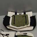 Bagstellar Puffer Tote Bag for Women, Lightweight Puffy Work Laptop Handbag Teacher Nurse Quilted School Daily Travel Gym Bag | Daily Carry On Bags, Comfy College Bags, 15.6" Computer Bag, Clinical Nursing Bag, 40 OZ Tumbler Holder, Ideal Gift for Women (Cream-green-black)