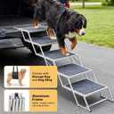 Veehoo Extra Wide Dog Steps for Car SUV Truck Foldable, 5 Steps Portable Aluminum Dog Stairs for Injured Senior Large Dogs 20" Wide, Heavy Duty Pet Ramp Ladder with Non Slip Surface, up to 170lbs