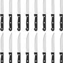 BEWOS 12 Pieces Steak Knives Set, (8.2 Inch) (8.5 Inch), Food Grade Stainless Steel, Mirror Polished, Dishwasher Safe