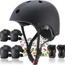 FOOKCIAN Kids Helmet,Toddler Skateboard Helmets for Ages 2-3-5-8-14 Years Boys Girls with Knee and Elbow Pads Wrist Guards fit Roller Skates,Skateboarding,Skating Scooter Adjustable Kids Helmet