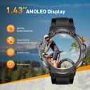 Military Smart Watch for Men 1,43" HD AMOLED Display(Answer/Make Call) 420mAh Battery Smart Watches IP68 Waterproof for Android/iOS 100+Sports Modes/Heart Rate/Sleep Silver