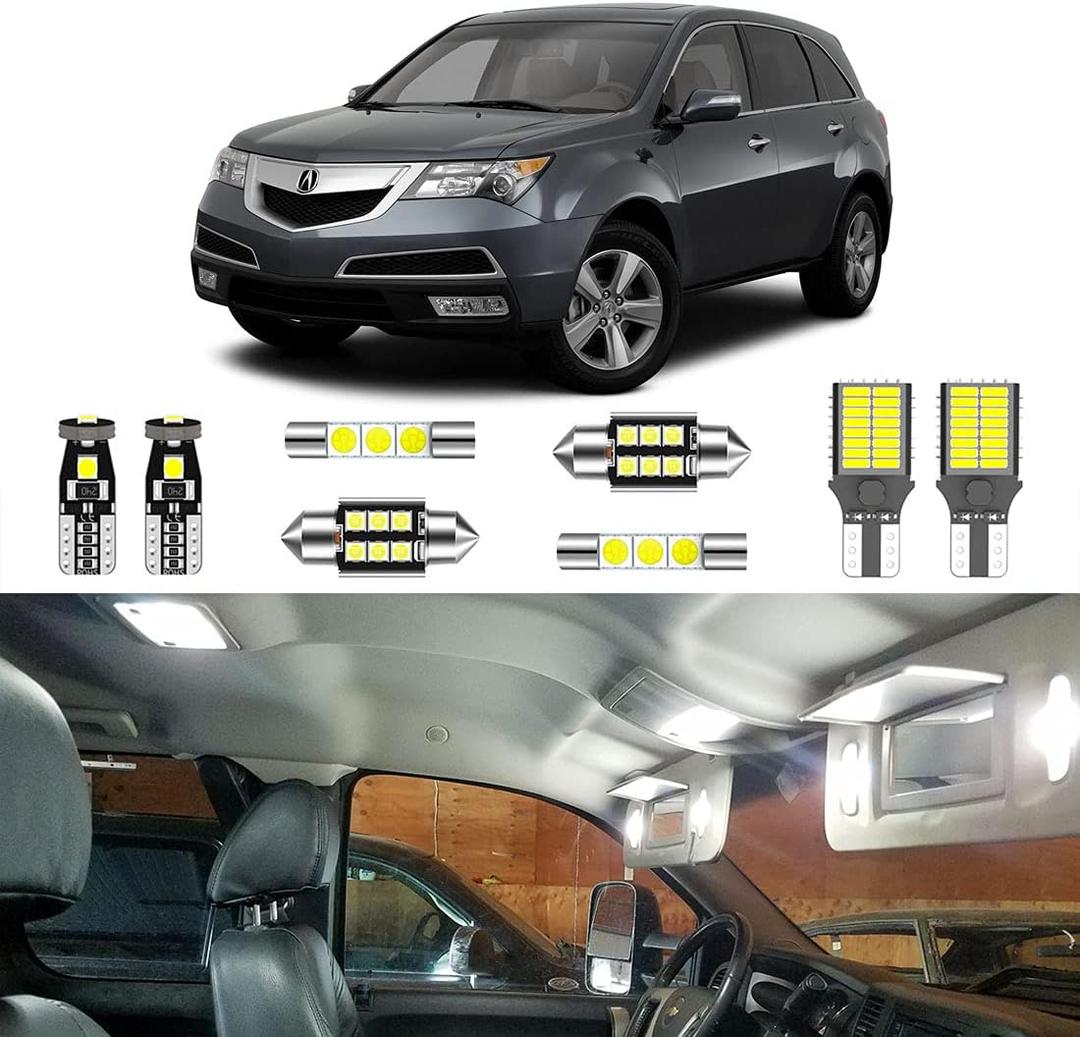 21PCS Super Bright White LED Interior Light Kit Package for Acura MDX 2001 2002 2003 2004 2005 2006 2007 2008 2009 2010 2011 2012 2013 + License Plate Lights and Install Tool