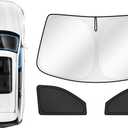 Karltys 3PCS Windshield Sun Shade for GMC Yukon 2021-2025, Reflective Front and Side Window Sunshade for Yukon, Foldable Sun Visor Protector Cover Blocks Heat UV Rays