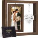 Wedding Gifts for Couples 2025, Engagement Gifts for Couples, Personalized Mr and Mrs Wedding Gift for Newlyweds, Bridal Shower Gift for Bride to Be, Rotating Floating Wedding Picture Frame 4x6 (brown)