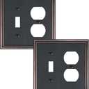 2-Pack Combo Toggle/Duplex Light Switch Cover Plate, Aged Bronze Wall Outlet Cover Plate, Decorative Wall Receptacle Cover for Electrical Outlets, Light Switch, Durable Solid Zinc Alloy
