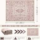 Area Rug 9x12 for Living Room Soft Machine Washable Low Pile Area Rugs Vintage Boho Bedroom,Dinner Room Non-Slip Carpet Rug- Light Pink