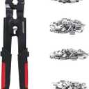 Wire Rope Swager Wire Rope Swaging Tool for Crimping Fishing Lines Up To 2.2mm with 200Pcs 4 sizes 1.0/1.2/1.5/2.0mm Aluminum Double Barrel Ferrule Crimping Loop Sleeve Kit(WKS-711K)