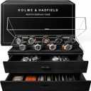 Premium 17 Slot Watch Box for Men - Extra Large Wooden Watch Display Case with Hinged Cover, Leather Lining & 2 Drawers - Watch Holder Organizer Stand - Handcrafted Luxury Valentine's Day Gift for Men