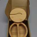 Bamboo Salt Cellar with Lid, 9oz Small Salt Bowl for Kitchen, Bamboo Salt and Pepper Bowls with Spoon, Salt Box for Food Storage Container