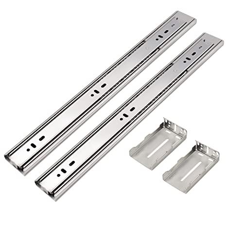 2 Gobrico 16 in Full Extension Soft/Self Closing Drawer Slides Ball Bearing Rear/Side Mount Dresser Runners with Brackets 2 Pairs (5pcs) Kitchen Dresser Hardware