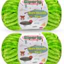 2 Skeins Fluffy Chenille Yarn for Crocheting - Chunky Velvet Yarn for Scarves Shawls, Baby Blankets, Hats Plush Toys, Plush Yarns Each Skein 49.2yd, 3.5oz (Autumn Green)