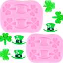 ZiXiang St. Patrick's Day Fondant Mold Shamrock Silicone Mold Irish Hat Molds Irish Baking Mold For Cake Decorating Cupcake Topper Candy Gum Paste Set Of 2