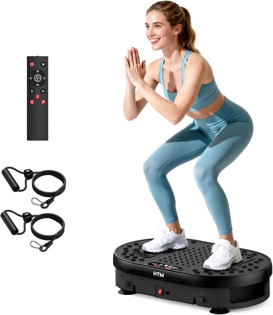 Vibration Plate Exercise Machine with 120 Speed Levels, 9 Program Modes and Remote Control - 15 Min Timer, 300 lbs Capacity Vibrate Stand Shake Board for Full Body Workout, Fat Burner and Toning (Black)
