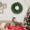 Christmas Wreaths Outdoor Realistic 24 Inch Large Artificial Winter Greenery Pine Cedar Wreaths for Windows Xmas Holiday Home Table Mantle Yard Staircase Wall Door Porch Hanging Decor Outdoor Indoor