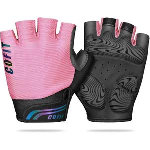 COFIT Anti-Slip Cycling Gloves for Men Women, Touchscreen Breathable Gloves Mountain Bike Gloves for BMX ATV MTB Riding, Road Racing, Bicycle, Climbing, Boating (Large, 2. Half-finger Pink)
