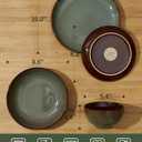 Pokini Ceramic Dinnerware Sets for 8, 32pcs Plates and Bowls Sets Dish Set | Stoneware Dishware sets, Microwave & Dishwasher Safe, Cereal Bowls and Dinner Plates Set, Stackable Dishes Set, Sage Green