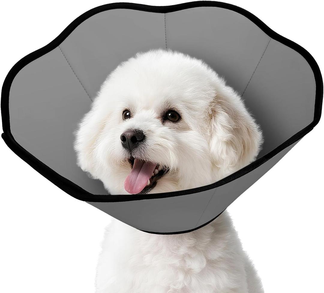 MIDOG Dog Cone Collar After Surgery, Soft Dog Cone Alternative to Stop Licking,Adjustable Elizabethan Recovery Cones for Small to Large Sized Dogs (Grey), Size XS