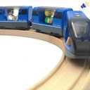 Battery Operated Train for Wooden Train Track Set Toys for Toddlers 3 4 5 Year Old Boys Kids Magnetic Couplings City Vehicle with Figures(Without Battery)