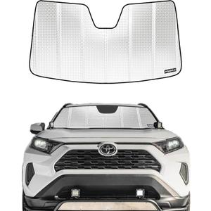 Windshield Sun Shade for 2019-2025 Toyota RAV4; 2021-2024 RAV4 Prime. Front Window Sunshade with Storage Bag (Classic Shiny Silver)