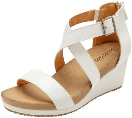 DREAM PAIRS Women's Open Toe Buckle Ankle Strap Summer Platform Wedge Sandals, 8.5