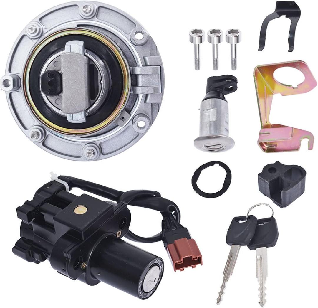 LABLT A complete ignition switch kit with Fuel Tank Cap Seat Lock and 2 Pack Key Replacement for CBR600RR CBR1000RR CBR600F4i CBR900RR 2007-2014