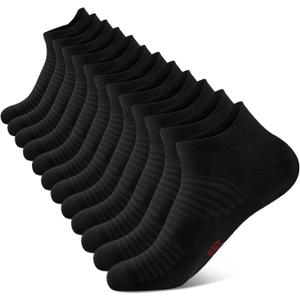 Compression Running Ankle Socks (6 Pairs) for Men & Women, Running Socks With Arch Support (Black)