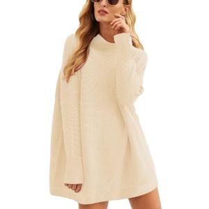 ANRABESS Women Oversized Casual Loose Turtleneck Long Sleeve Slouchy Baggy Knit Tunic Sweaters Pullover 2025 Fall Outfits (Medium, Apricot)
