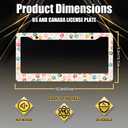 Colorful Dog Paws License Plate Frame Animal Dogs License Plate Holder Stainless Steel Funny Design with 2 Holes and Screws 12.3" x 6.3"