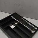 Bamboo-Silverware-Drawer-Organizer-Kitchen, Expandable Utensil Holder Cutlery Tray Flatware Organization Adjustable Wood Tableware Dividers Storage (with Removable Knife Block)(Black) (Large)