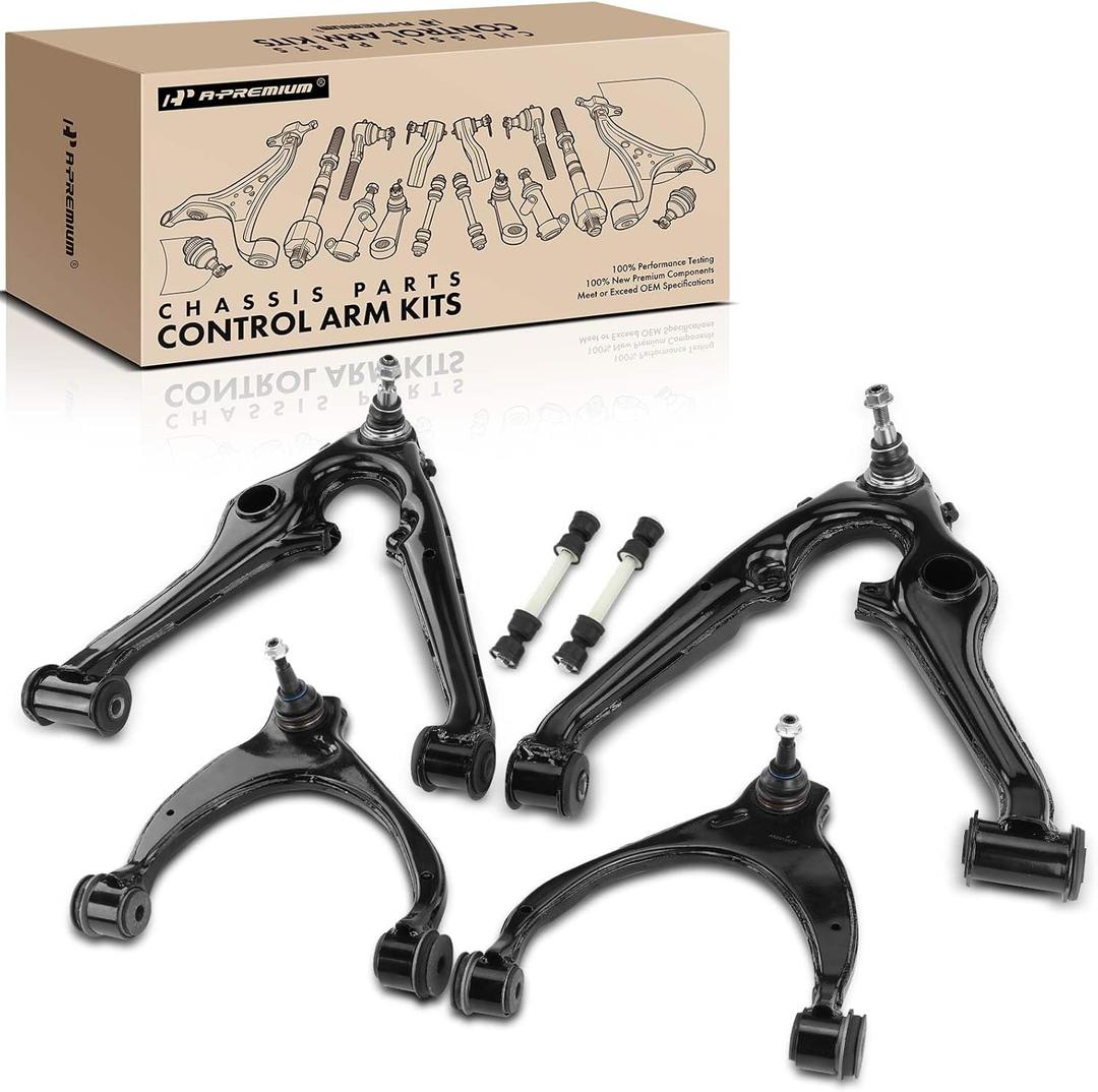 A-Premium Set of 6, Front Upper Lower Control Arm, Sway Bar Link, Compatible with Chevrolet & GMC & Cadillac - 2014-2020 - Silverado 1500, Suburban, Tahoe, Sierra 1500, Yukon, Yukon XL, Escalade