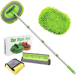 LumiMokki 62 " Car Wash Mop Kit - Car Cleaning Mop with Long Handle Stainless Steel Pole for RVs, SUVs, Trucks and Buses (Green)