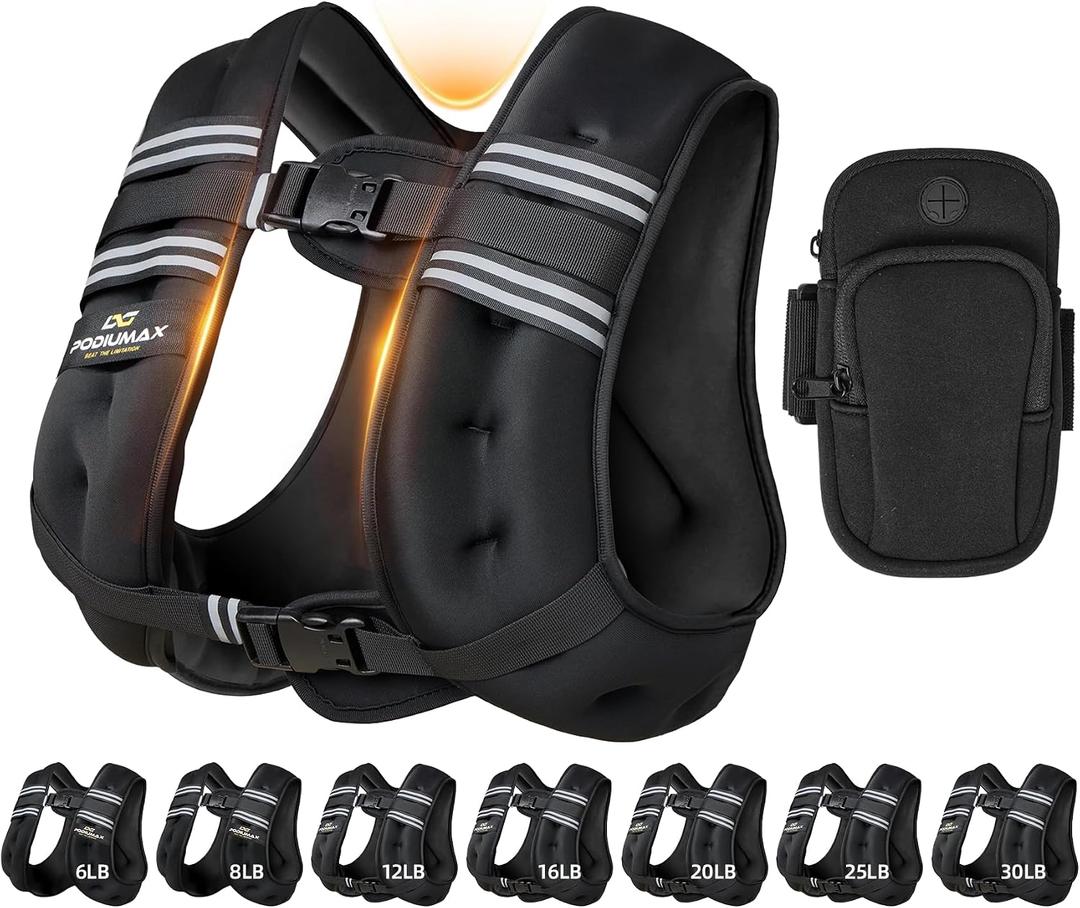 PodiuMax 25 lb womens weighted vest for walking with Phone Bag,Snug Fit