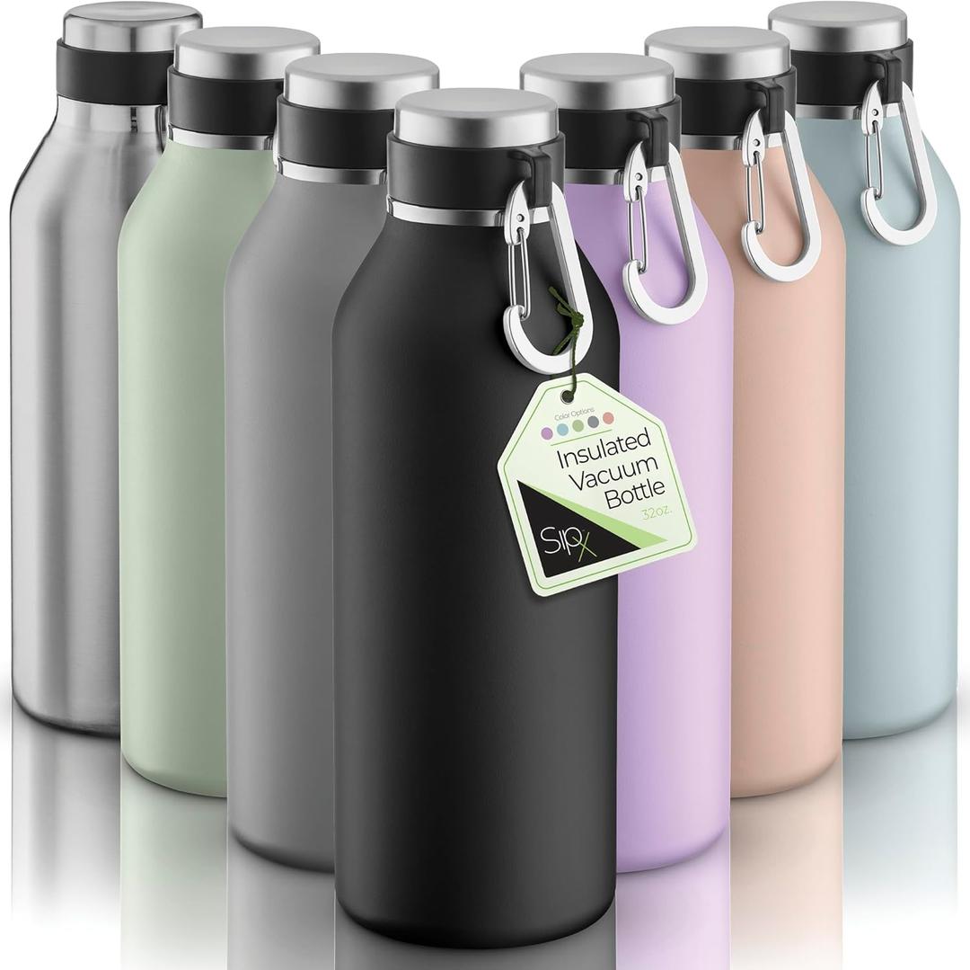 SipX Triple-Insulated Stainless Steel Water Bottle - 32oz. With Cover Lid, BPA-Free Reusable Insulated Water Bottle Keeps Cold For 24 Hours, (Black)